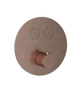 Hotbath Cobber Bateria termostatyczna 2-drożna podtynkowa z przyciskiem element zewnętrzny Brushed Copper PVD PB009.BCP