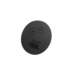 Hotbath Cobber Bateria termostatyczna 2-drożna podtynkowa z przyciskiem element zewnętrzny Matt Black PVD PB009.MBP