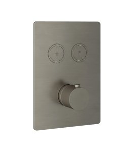 Hotbath Cobber Bateria termostatyczna 2-drożna podtynkowa z przyciskiem element zewnętrzny Brushed Nickel PB009Q.GN