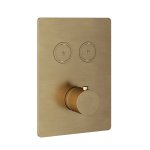 Hotbath Cobber Bateria termostatyczna 2-drożna podtynkowa z przyciskiem element zewnętrzny Brushed Brass PB009Q.BB