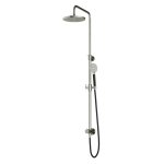 Hotbath Cobber Zestaw natryskowy z deszczownicą Ø 200 mm i zestawem prysznicowym na drążku Brushed Nickel M538.GN