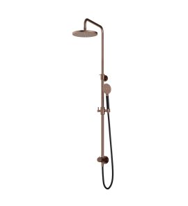 Hotbath Cobber Zestaw natryskowy z deszczownicą Ø 200 mm i zestawem prysznicowym na drążku Brushed Copper PVD M538.BCP