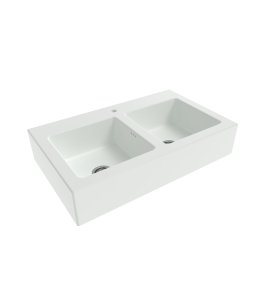 Flaminia Acquafood Zlew kuchenny podwójny stawiany na blat 100x60 latte matt 5051AFLAT