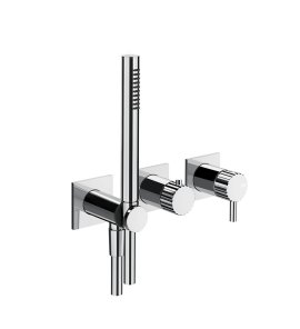 Gessi Incastri Bateria natryskowa 3-otworowa podtynkowa z zestawem prysznicowym - element zewnętrzny Chrom 75036.031