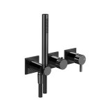 Gessi Incastri Bateria natryskowa 3-otworowa podtynkowa z zestawem prysznicowym - element zewnętrzny Black Metal PVD 75036.706