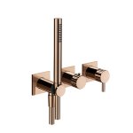 Gessi Incastri Bateria natryskowa 3-otworowa podtynkowa z zestawem prysznicowym - element zewnętrzny Copper PVD 5036.030