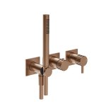 Gessi Incastri Bateria natryskowa 3-otworowa podtynkowa z zestawem prysznicowym - element zewnętrzny Copper Brushed PVD 75036.708