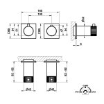 Gessi Incastri Bateria prysznicowa termostatyczna podtynkowa 2-drożna - element zewnętrzny Black Metal Brushed PVD 75134.707