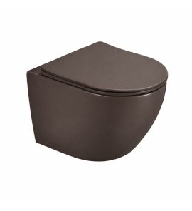 Galatea Design Bulat Miska wisząca SwirlFlush z deską wolnoopadającą 49x37 brown matt/brązowy mat GDSF805BM