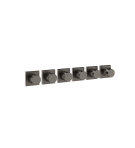 Gessi Incastri Bateria natryskowa termostatyczna podtynkowa 5-drożna - element zewnętrzny Black Metal Brushed PVD 75340.707