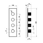 Gessi Incastri Bateria prysznicowa termostatyczna podtynkowa 3-drożna - element zewnętrzny Black Metal PVD 75316.706