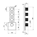 Gessi Incastri Bateria prysznicowa termostatyczna podtynkowa 3-drożna - element zewnętrzny Finox Brushed Nickel 75306.149