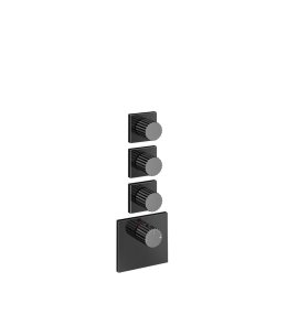 Gessi Incastri Bateria prysznicowa termostatyczna podtynkowa 3-drożna - element zewnętrzny Black Metal PVD 75306.706