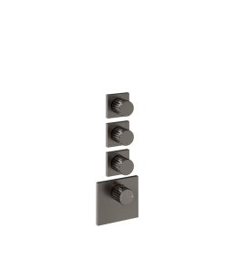 Gessi Incastri Bateria prysznicowa termostatyczna podtynkowa 3-drożna - element zewnętrzny Black Metal Brushed PVD 75306.707