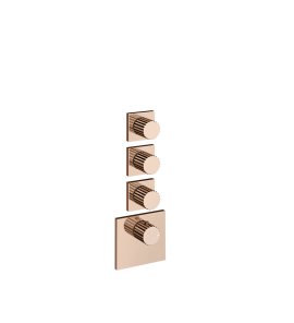 Gessi Incastri Bateria prysznicowa termostatyczna podtynkowa 3-drożna - element zewnętrzny Copper PVD 75306.030