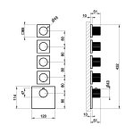 Gessi Incastri Bateria prysznicowa termostatyczna podtynkowa 4-drożna - element zewnętrzny Finox Brushed Nickel 75308.149
