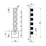 Gessi Incastri Bateria prysznicowa termostatyczna podtynkowa 5-drożna - element zewnętrzny Black Metal PVD 75310.706