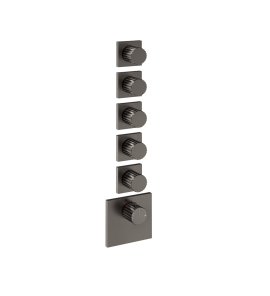 Gessi Incastri Bateria prysznicowa termostatyczna podtynkowa 5-drożna - element zewnętrzny Black Metal Brushed PVD 75310.707