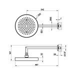 Gessi Incastri Deszczownica Ø 250 mm "żebrowana" z ramieniem ściennym Black Metal Brushed PVD 63745.707