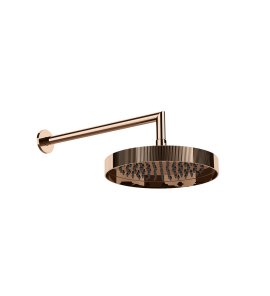 Gessi Incastri Deszczownica Ø 250 mm "żebrowana" z ramieniem ściennym Copper PVD 63745.030