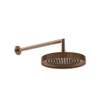 Gessi Incastri Deszczownica Ø 250 mm "żebrowana" z ramieniem ściennym Copper Brushed PVD 63745.708