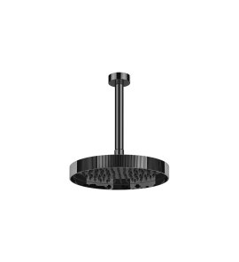 Gessi Incastri Deszczownica Ø 250 mm "żebrowana" z ramieniem sufitowym Black Metal PVD 63750.706