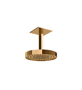 Gessi Incastri Deszczownica Ø 300 mm "żebrowana" z ramieniem sufitowym Warm Bronze PVD 75172.735