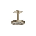 Gessi Incastri Deszczownica Ø 300 mm "żebrowana" z ramieniem sufitowym z możliwością dostosowania długości Finox Brushed Nickel 75170.149