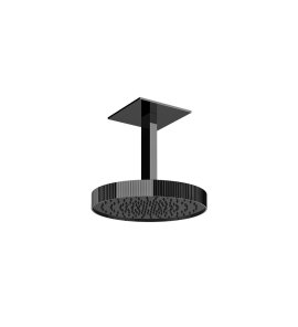 Gessi Incastri Deszczownica Ø 300 mm "żebrowana" z ramieniem sufitowym z możliwością dostosowania długości Black Metal PVD 75170.706