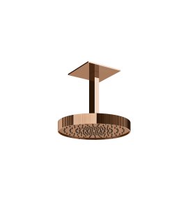 Gessi Incastri Deszczownica Ø 300 mm "żebrowana" z ramieniem sufitowym z możliwością dostosowania długości Copper PVD 75170.030
