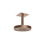 Gessi Incastri Deszczownica Ø 300 mm "żebrowana" z ramieniem sufitowym z możliwością dostosowania długości Copper Brushed PVD 75170.708
