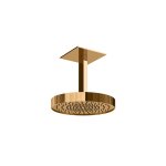 Gessi Incastri Deszczownica Ø 300 mm "żebrowana" z ramieniem sufitowym z możliwością dostosowania długości Warm Bronze PVD 75170.735
