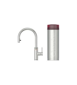 Quooker Zestaw bateria kuchenna z wyciąganą wylewką Flex Round plus zbiornik HOT 3L PRO3 Stal nierdzewna