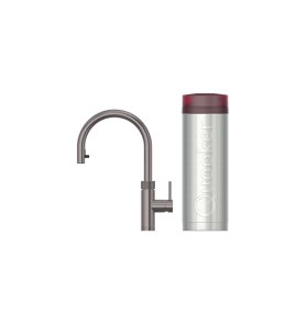 Quooker Zestaw bateria kuchenna z wyciąganą wylewką Flex Round plus zbiornik HOT 3L PRO3 Gunmetal
