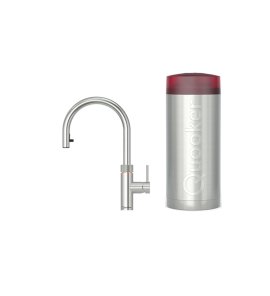 Quooker Zestaw bateria kuchenna z wyciąganą wylewką Flex Round plus zbiornik HOT 7L COMBI+ Stal nierdzewna