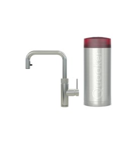 Quooker Zestaw bateria kuchenna z wyciąganą wylewką Flex Square plus zbiornik HOT 7L COMBI+ Stal nierdzewna