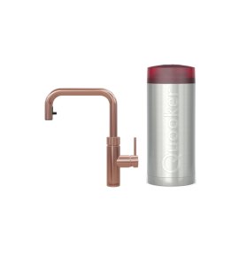 Quooker Zestaw bateria kuchenna z wyciąganą wylewką Flex Square plus zbiornik HOT 7L COMBI+ Różowa miedź