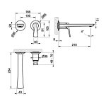 Gessi Ventaglio Bateria umywalkowa podtynkowa z wylewką 210 mm - element zewnętrzny Copper Brushed PVD 72088.708