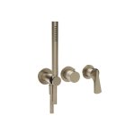 Gessi Ventaglio Bateria natryskowa 3-otworowa podtynkowa z zestawem prysznicowym - element zewnętrzny Finox Brushed Nickel 72036.149