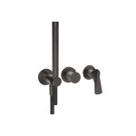 Gessi Ventaglio Bateria natryskowa 3-otworowa podtynkowa z zestawem prysznicowym - element zewnętrzny Black Metal Brushed PVD 72036.707