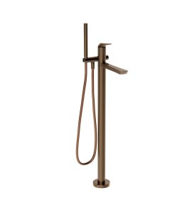Gessi Ventaglio Bateria wannowa wolnostojąca z zestawem prysznicowym Coffee Bronze Brushed PVD 72028.761