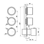 Gessi Ventaglio Bateria prysznicowa termostatyczna podtynkowa 2-drożna - element zewnętrzny Finox Brushed Nickel 63434.149