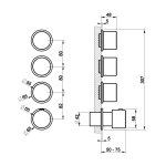 Gessi Ventaglio Bateria prysznicowa termostatyczna podtynkowa 3-drożna - element zewnętrzny Finox Brushed Nickel 63436.149