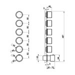 Gessi Ventaglio Bateria prysznicowa termostatyczna podtynkowa 5-drożna - element zewnętrzny Black Metal Brushed PVD 63440.707