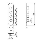 Gessi Ventaglio Bateria prysznicowa termostatyczna podtynkowa 3-drożna - element zewnętrzny Black Metal Brushed PVD 43066.707