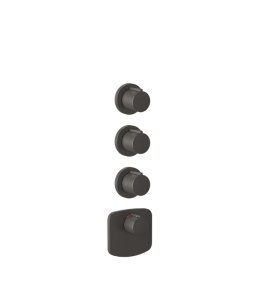 Gessi Ventaglio Bateria prysznicowa termostatyczna podtynkowa 3-drożna - element zewnętrzny Black Metal Brushed PVD 43236.707