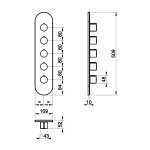 Gessi Ventaglio Bateria prysznicowa termostatyczna podtynkowa 4-drożna - element zewnętrzny Black Metal Brushed PVD 43068.707