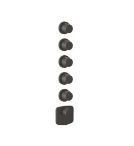 Gessi Ventaglio Bateria prysznicowa termostatyczna podtynkowa 5-drożna - element zewnętrzny Black Metal Brushed PVD 43240.707