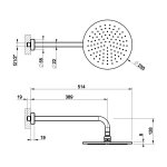 Gessi Ventaglio Deszczownica Ø 250 mm na ramieniu ściennym Black Metal Brushed PVD 66148.707