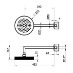 Gessi Inverso Diamantato Deszczownica Ø 218 mm z ramieniem ściennym Warm Bronze Brushed PVD 63448.726